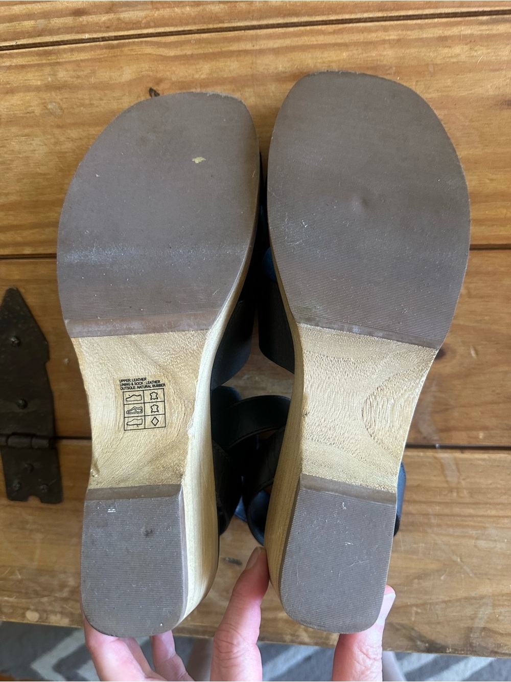 EVERLANE The Clog Sandal Wood Leather Black Size 8.5 - Picture 6 of 7